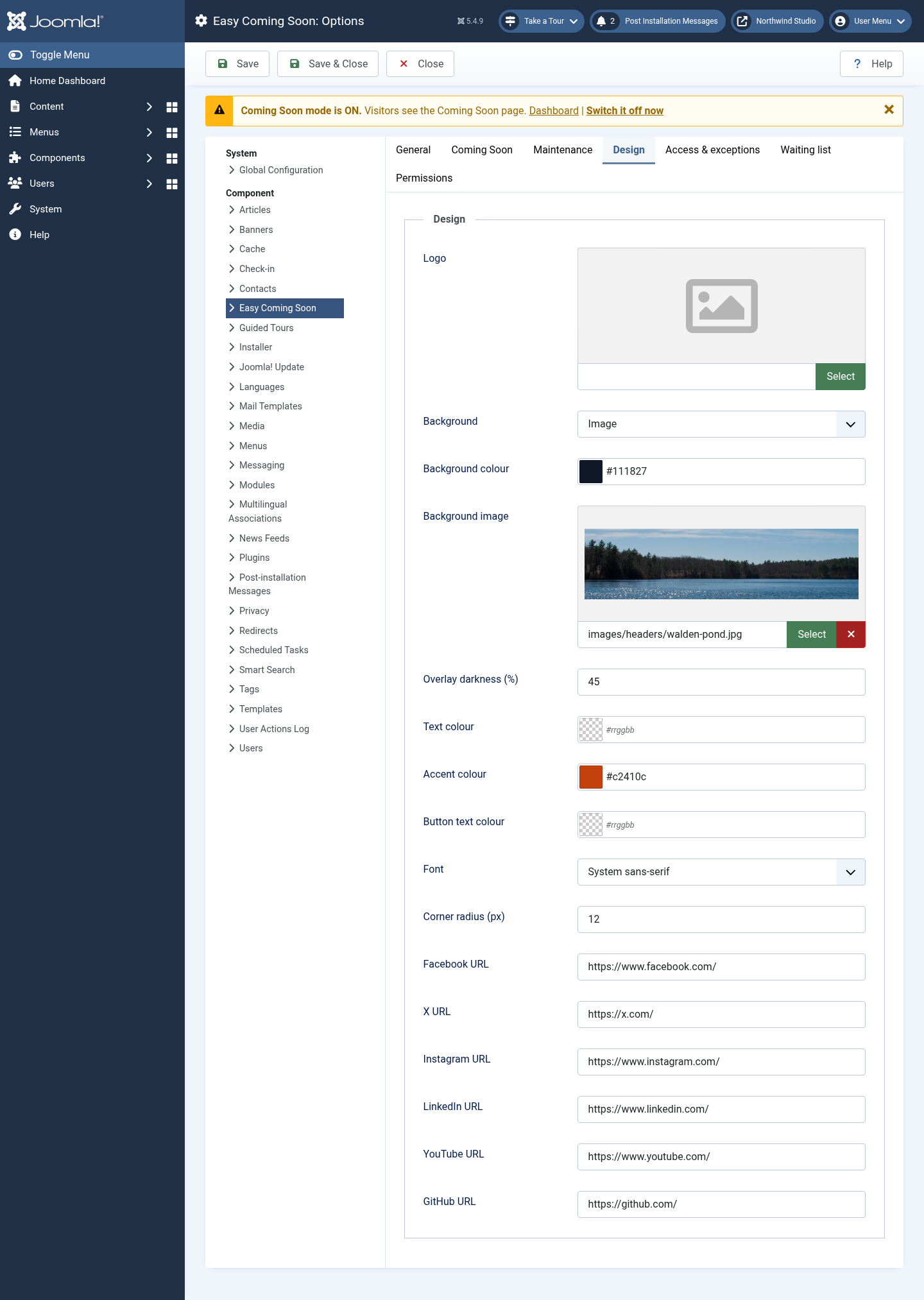 Design tab