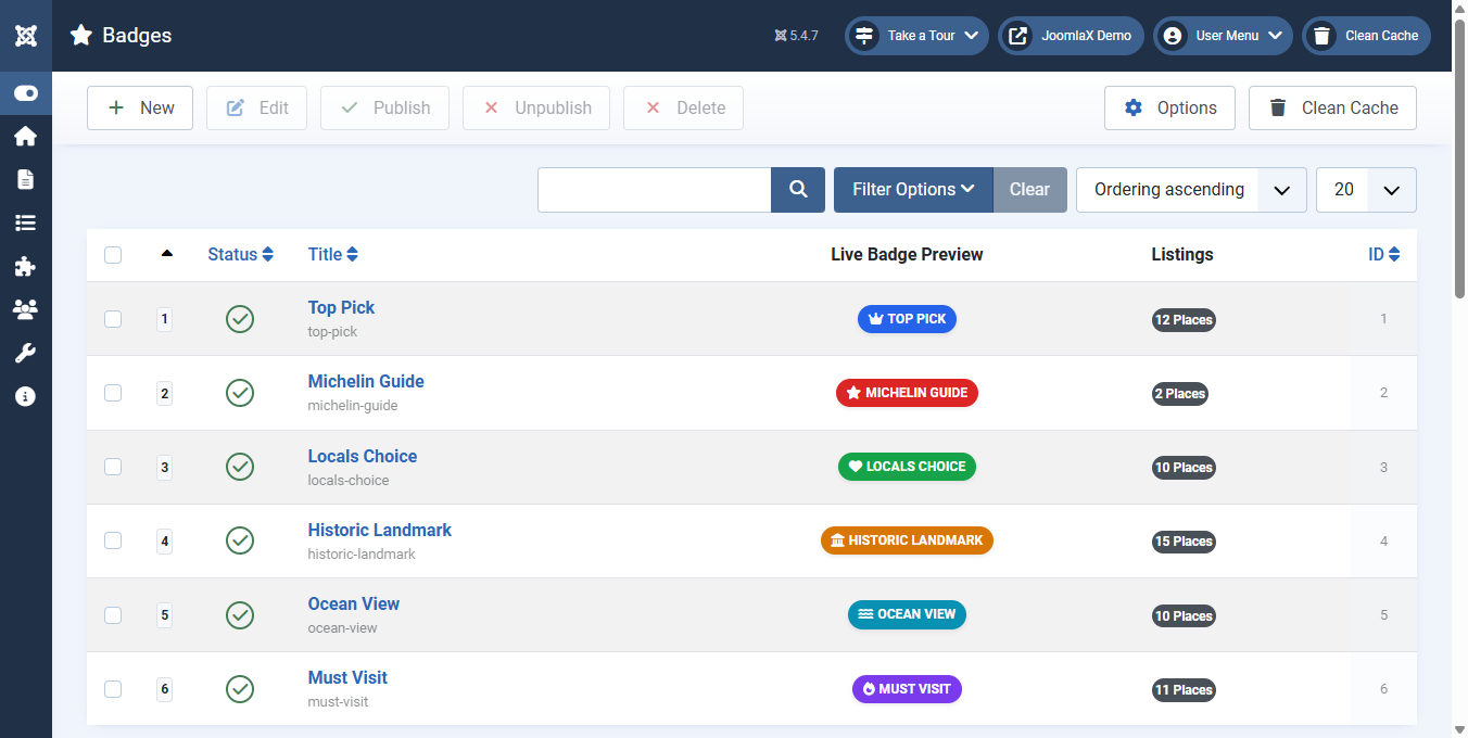 Listing Types & Badges
