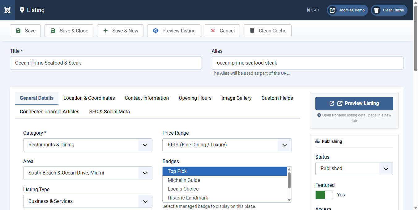 Edit Listing Form