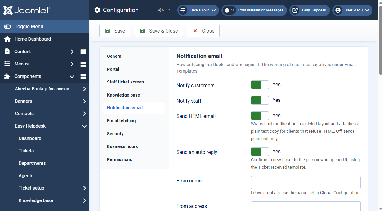 Configuration: Notifications