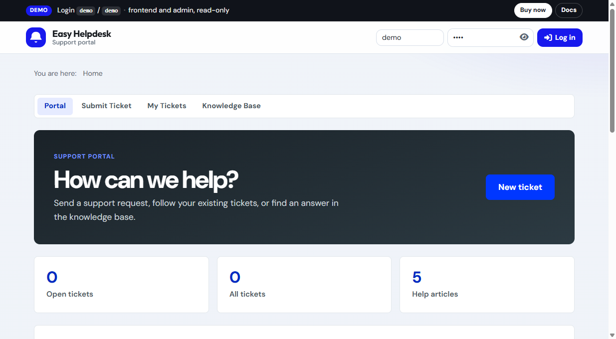 Frontend menu items