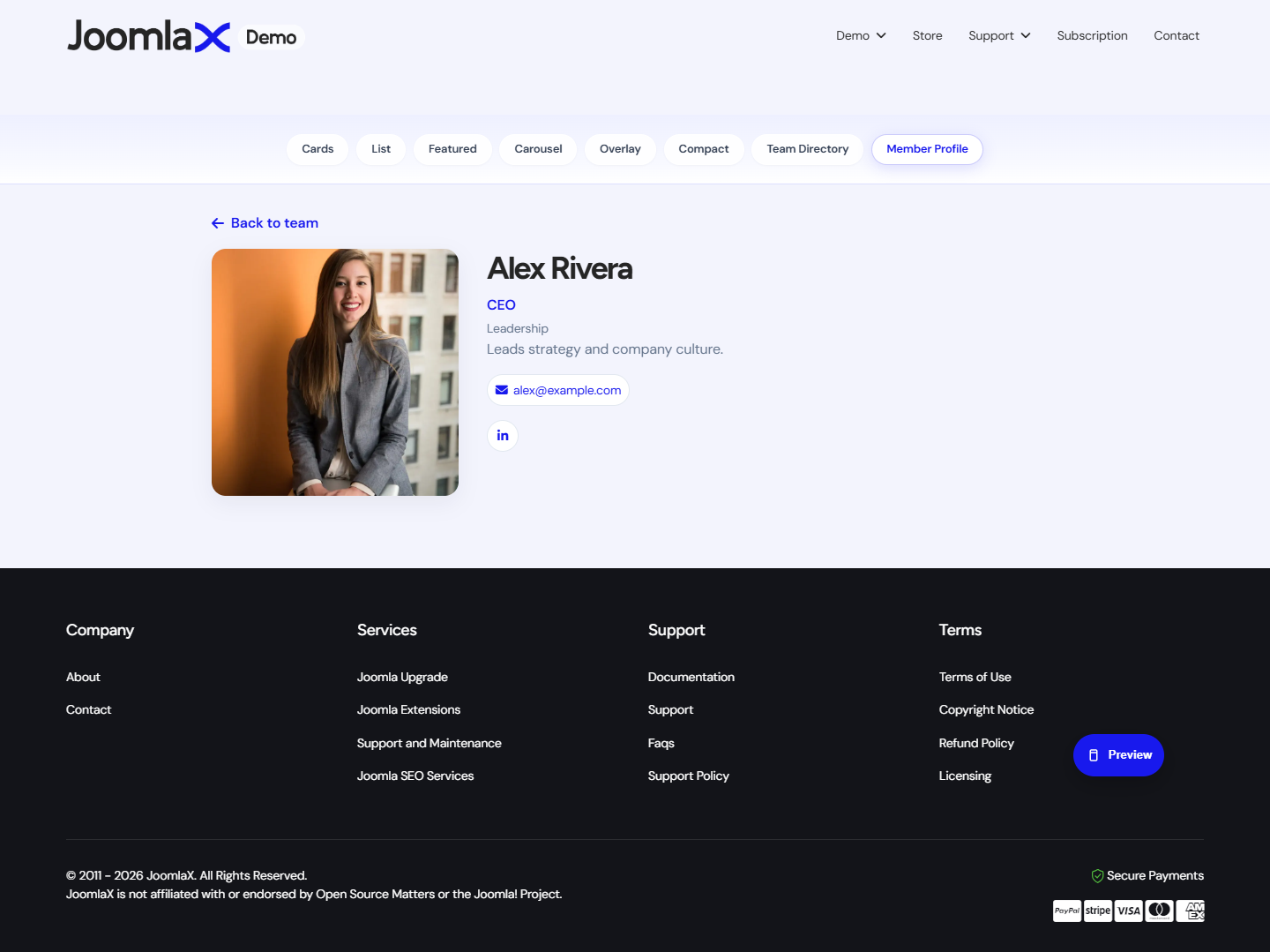 Member profile (front end)