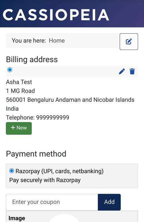 HikaShop checkout on a phone
