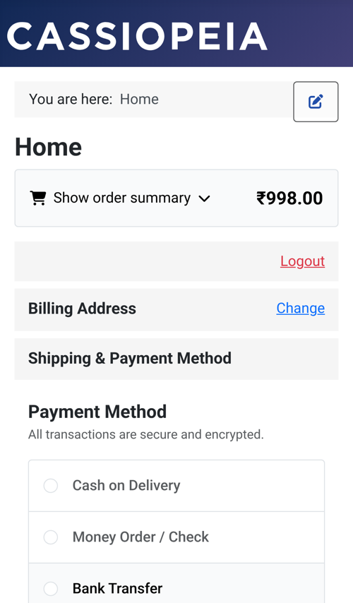 J2Commerce checkout on a phone