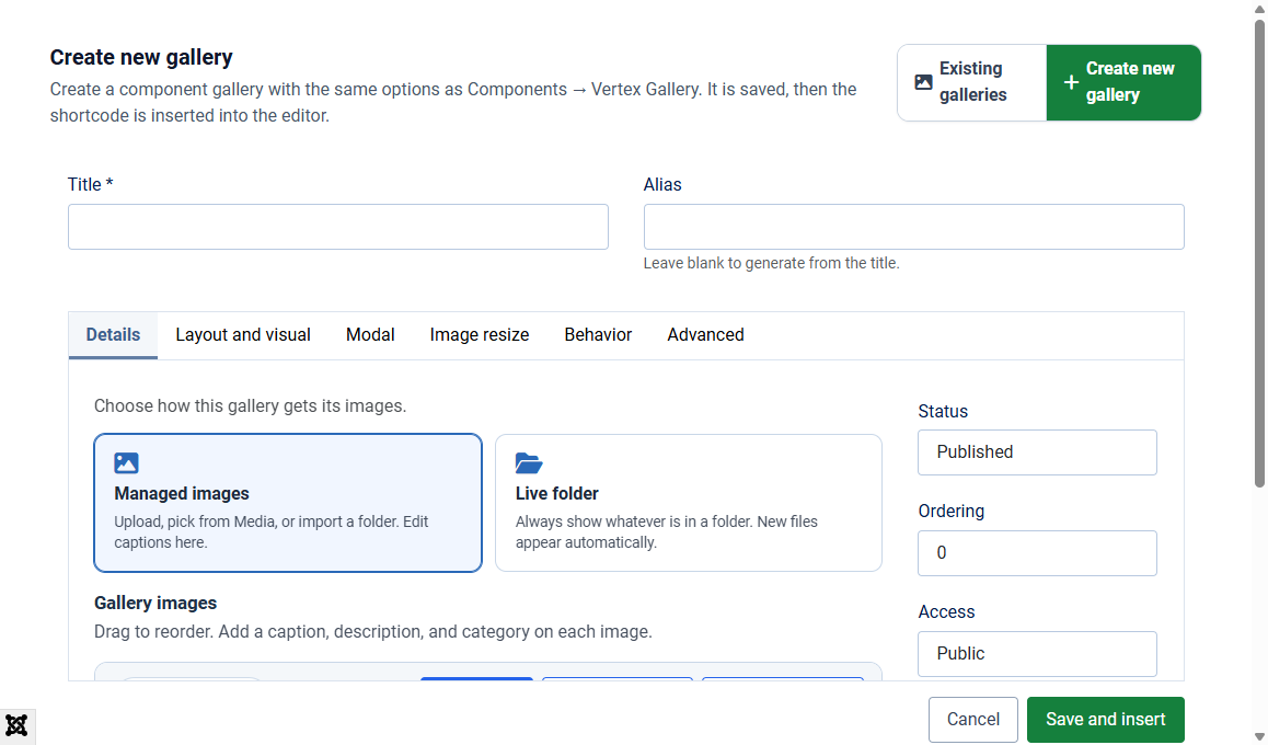 Editor: Create gallery