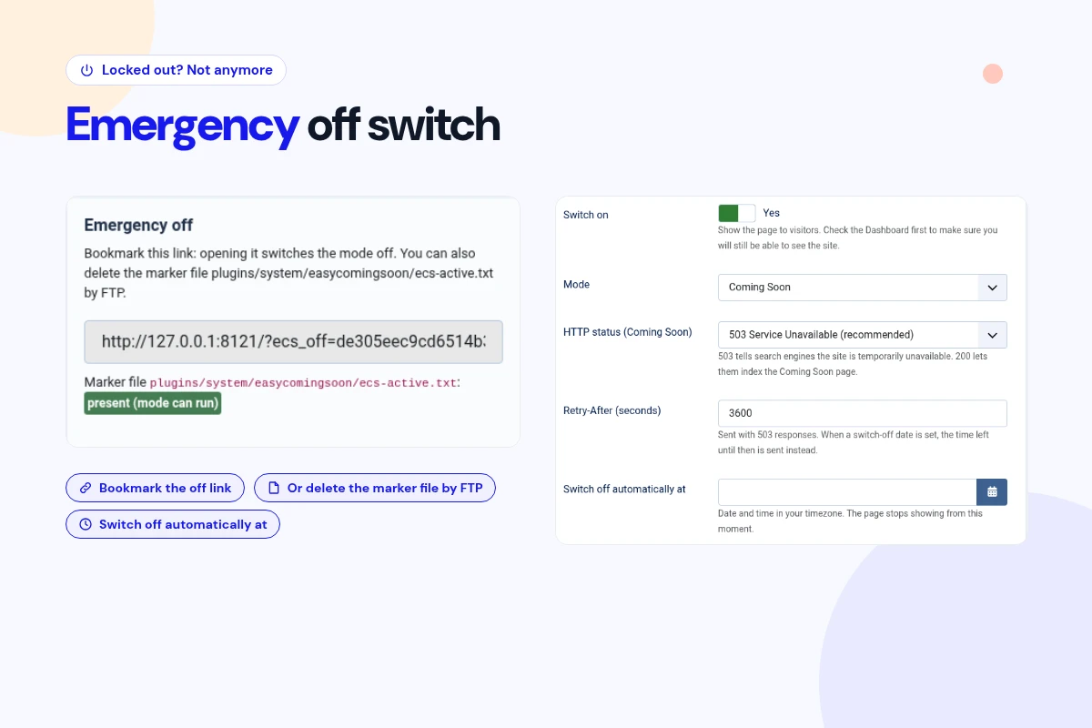 Emergency Off Link and Marker File