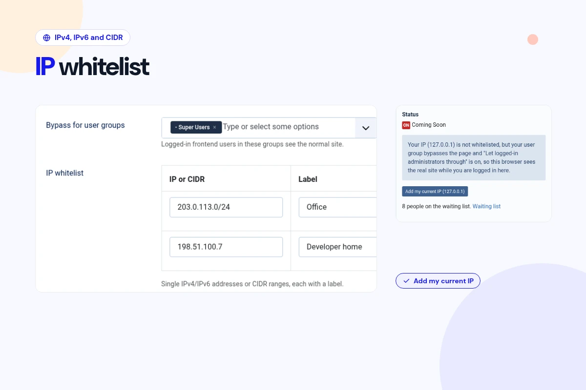 IP and CIDR Whitelist