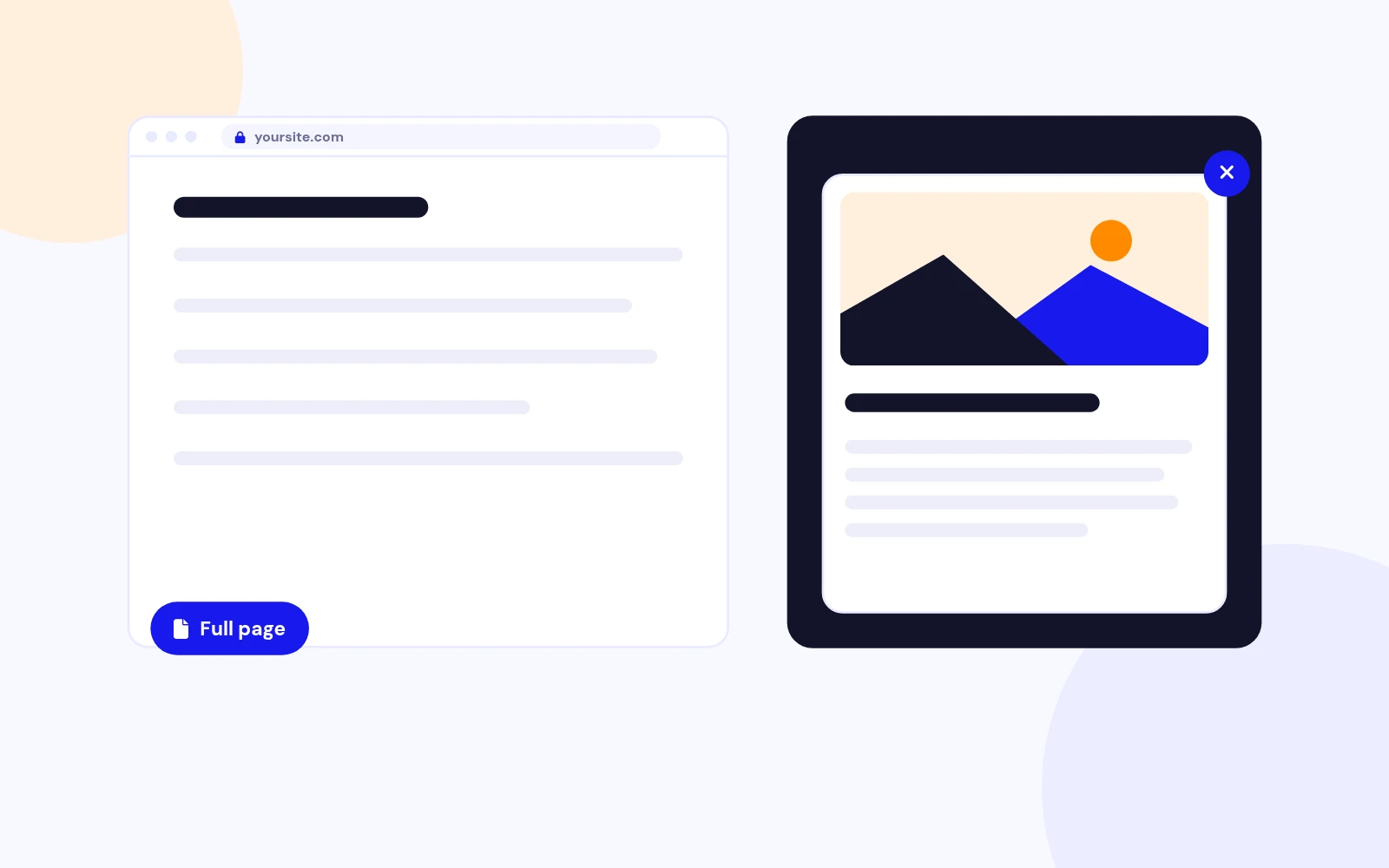 Popup or Full Page Events