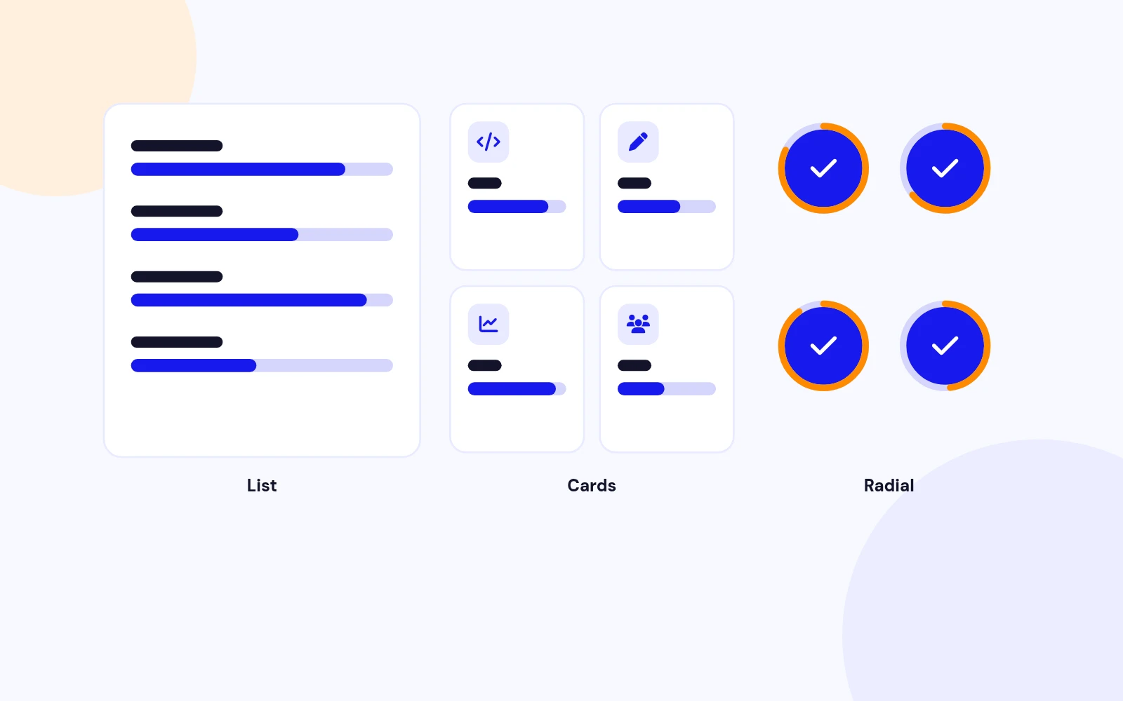 Lists, Cards or Circles
