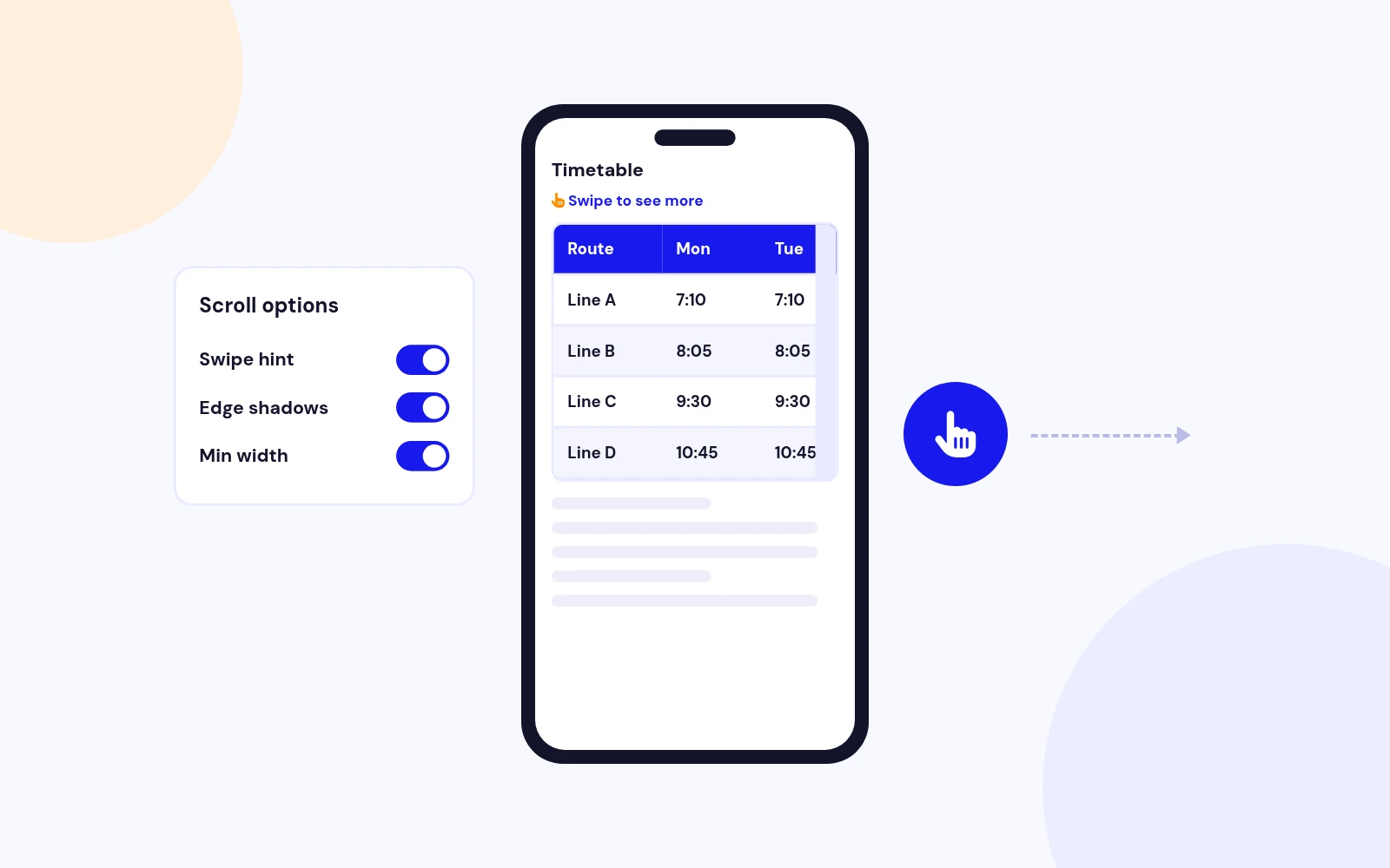 Side-Scrolling with Swipe Hint