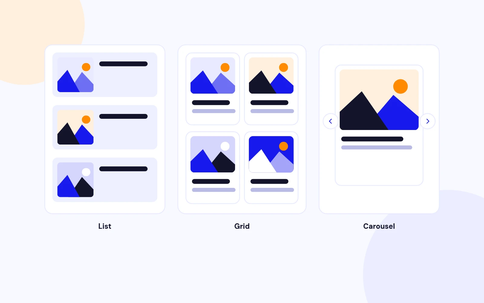 List, Grid or Carousel