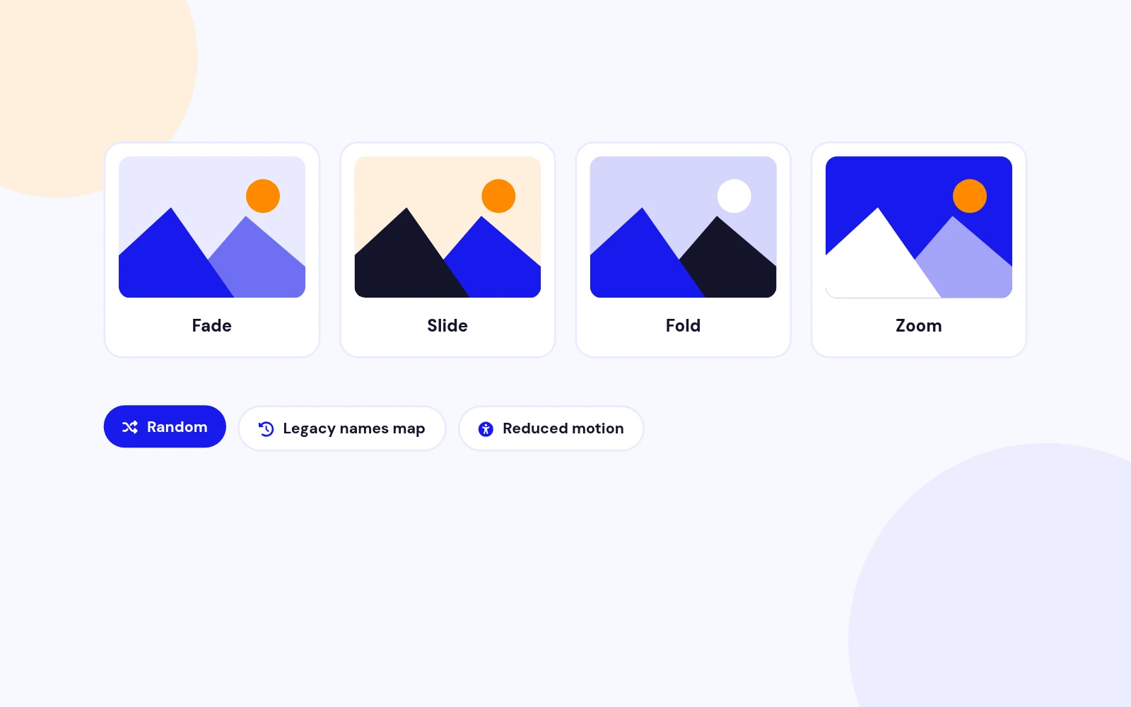 Fade, Slide, Fold or Zoom