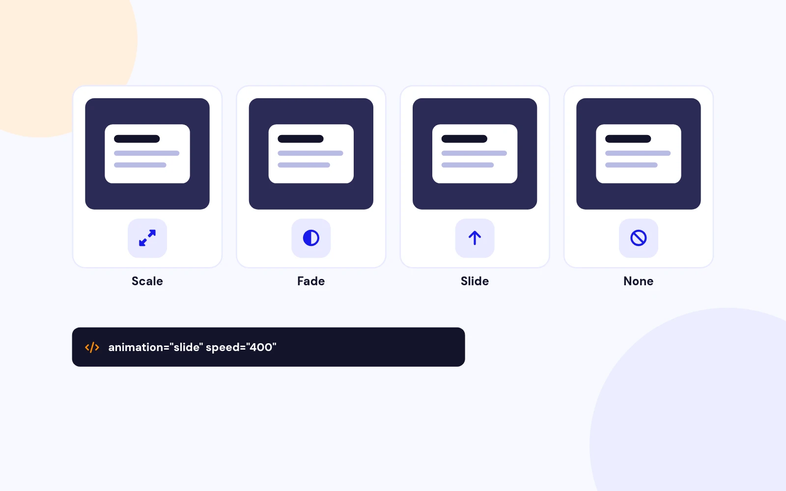 Scale, Fade or Slide