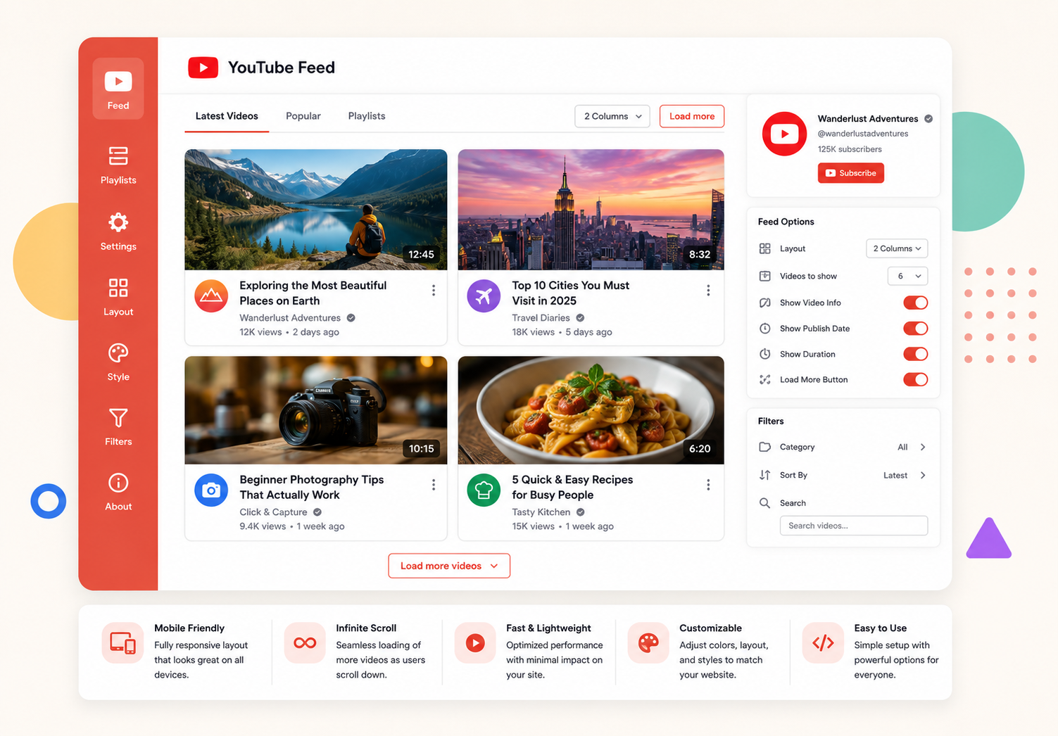 Easy YouTube Feed