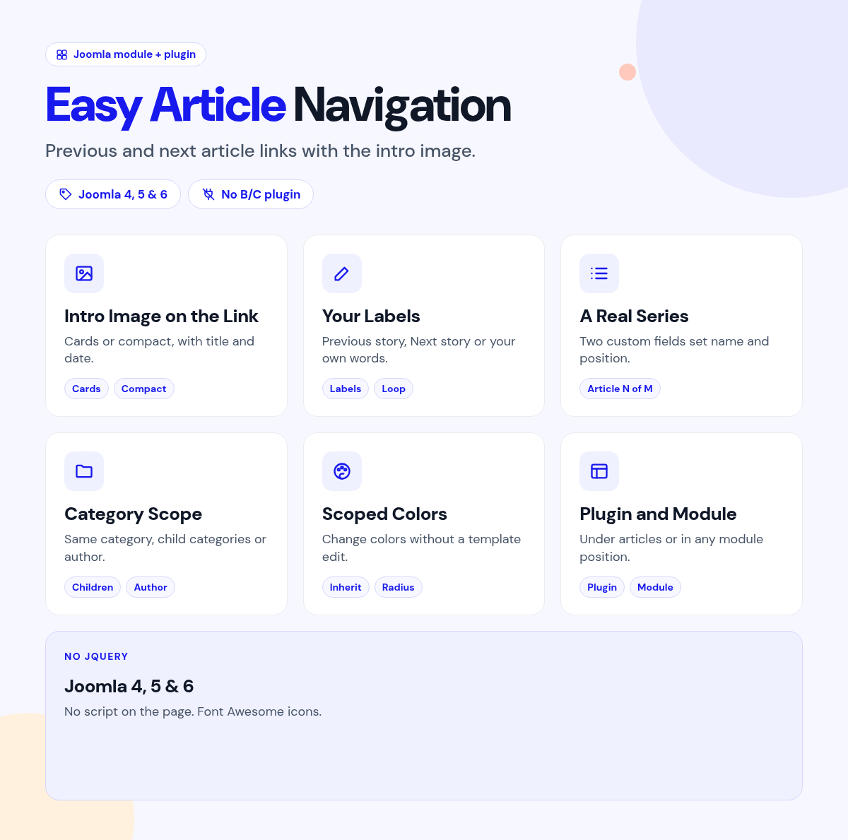 Easy Article Navigation features