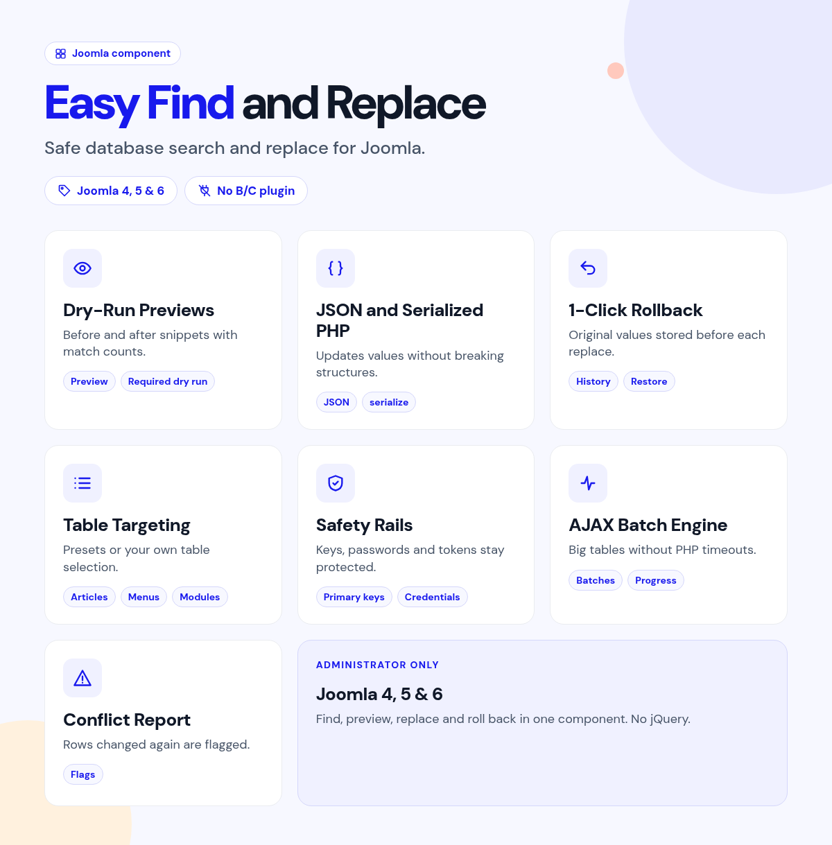 Easy Find and Replace features