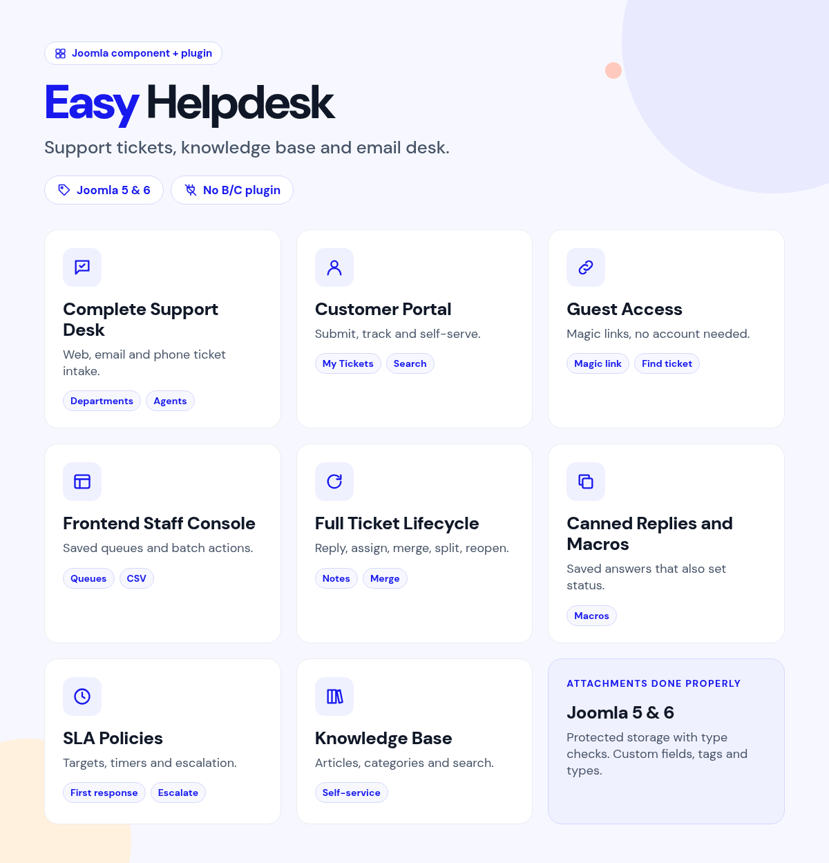Easy Helpdesk features