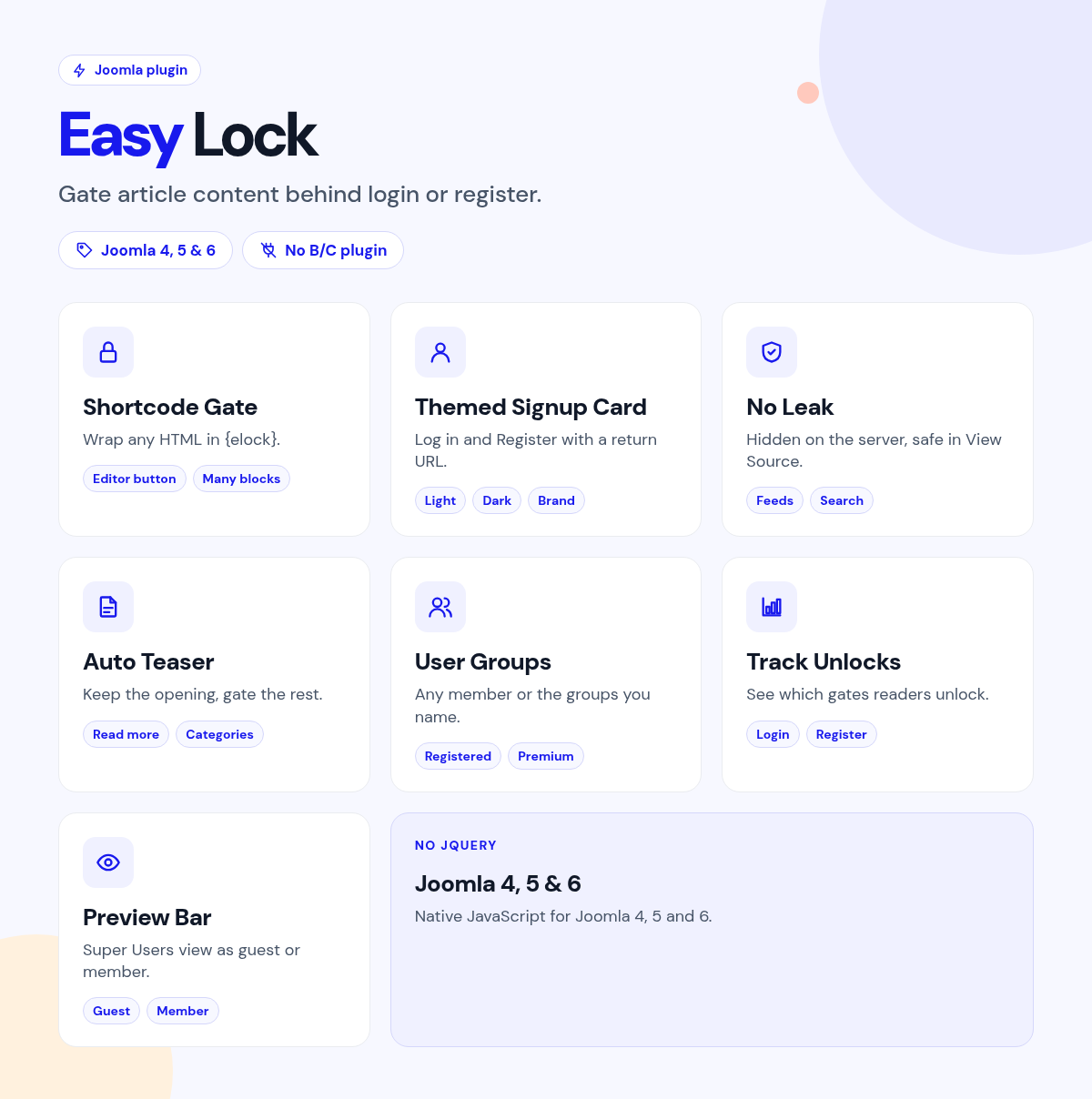 Easy Lock features