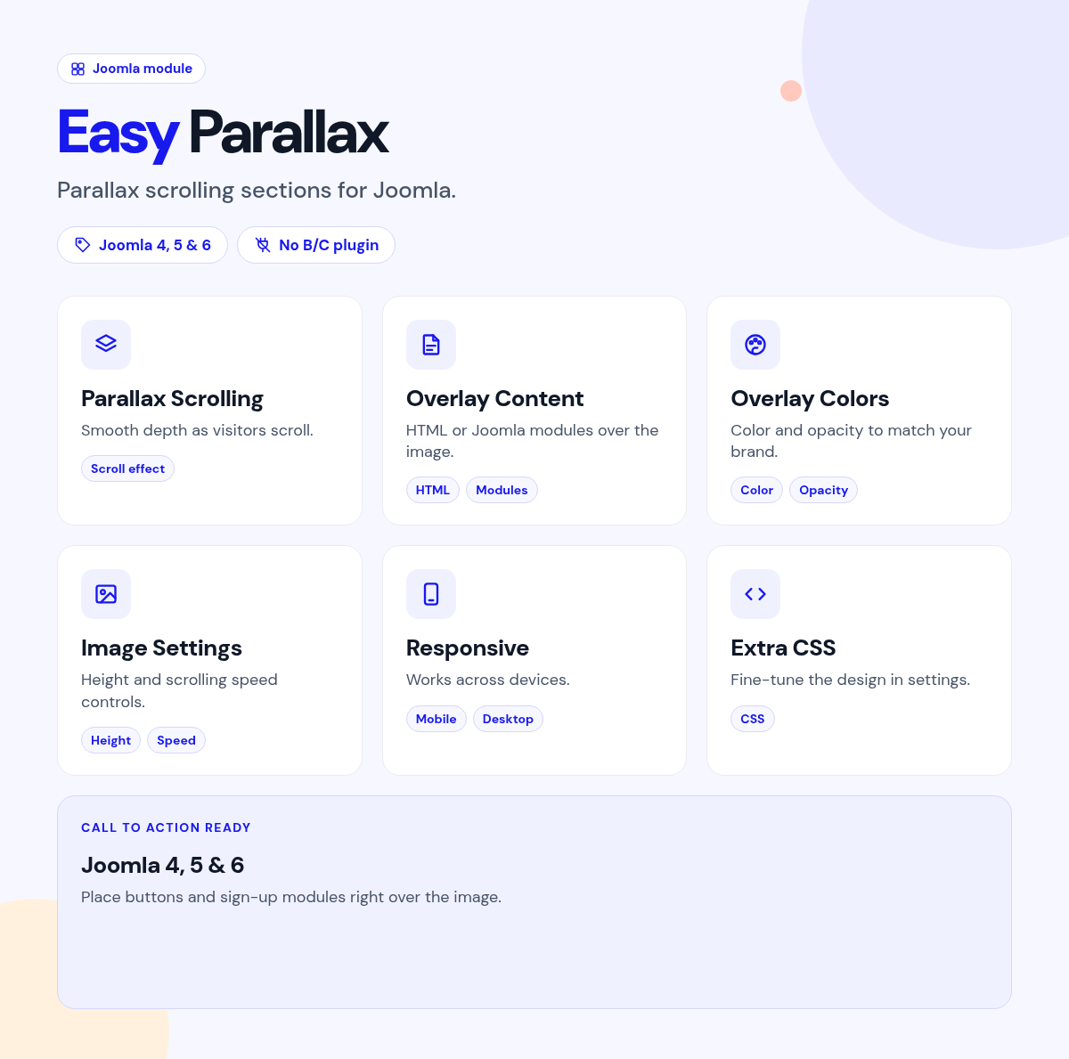 Easy Parallax features
