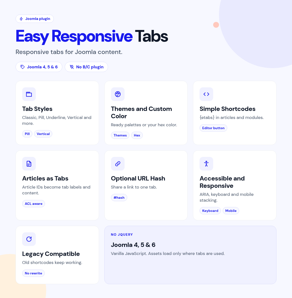 Easy Responsive Tabs features