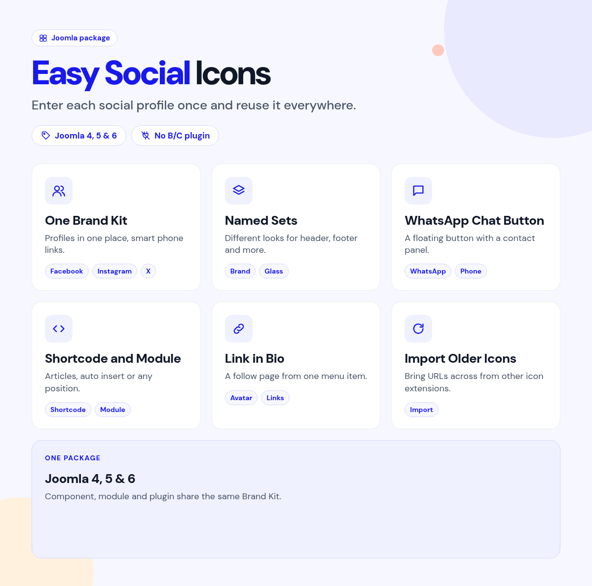 Easy Social Icons features