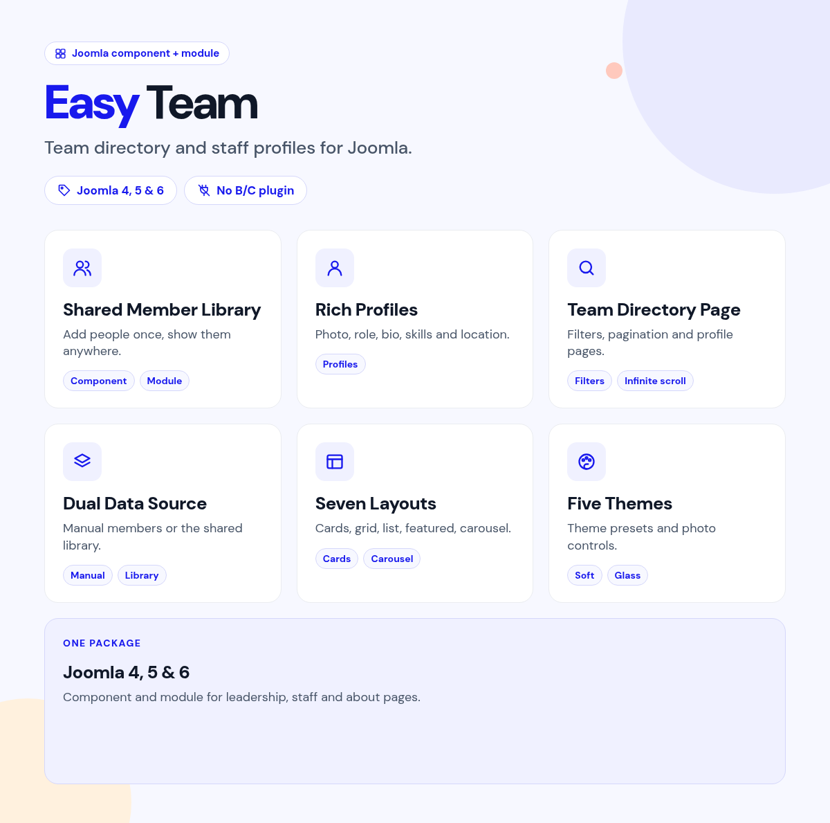 Easy Team features
