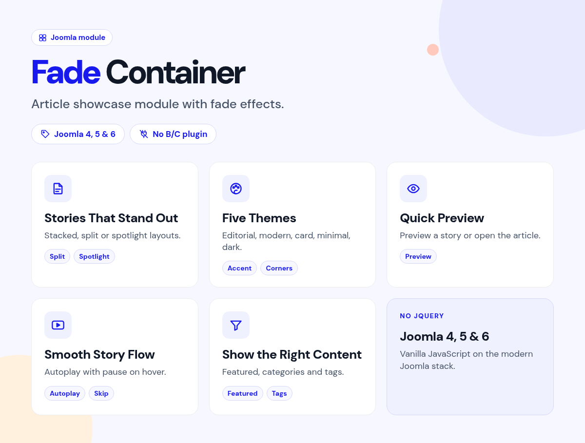 Fade Container features