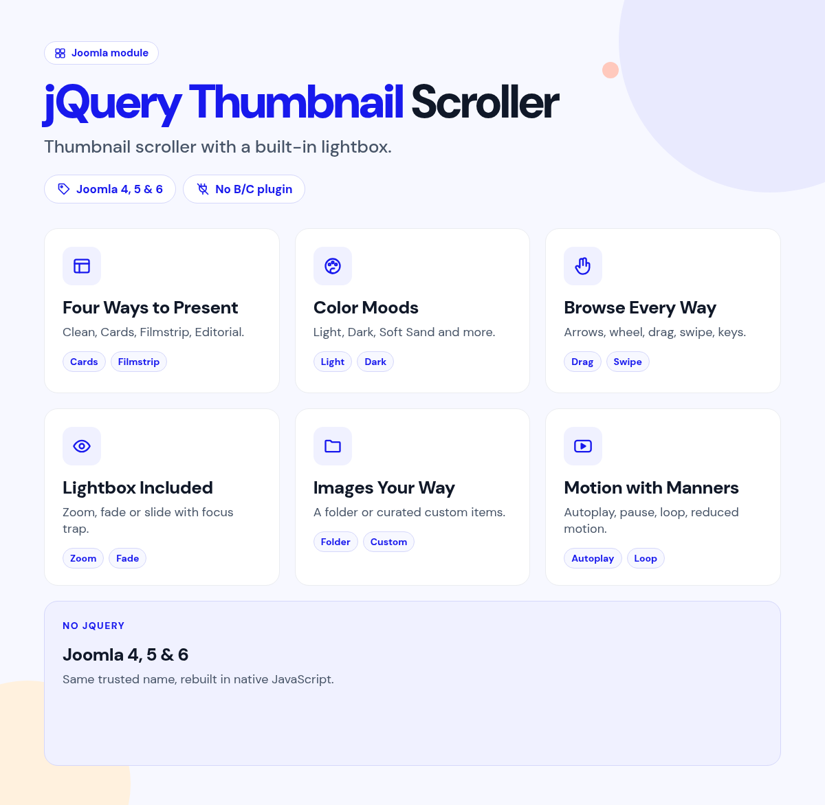 jQuery Thumbnail Scroller features
