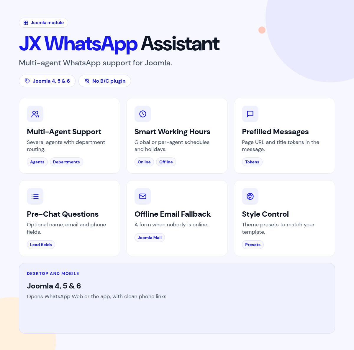 JX WhatsApp Assistant features