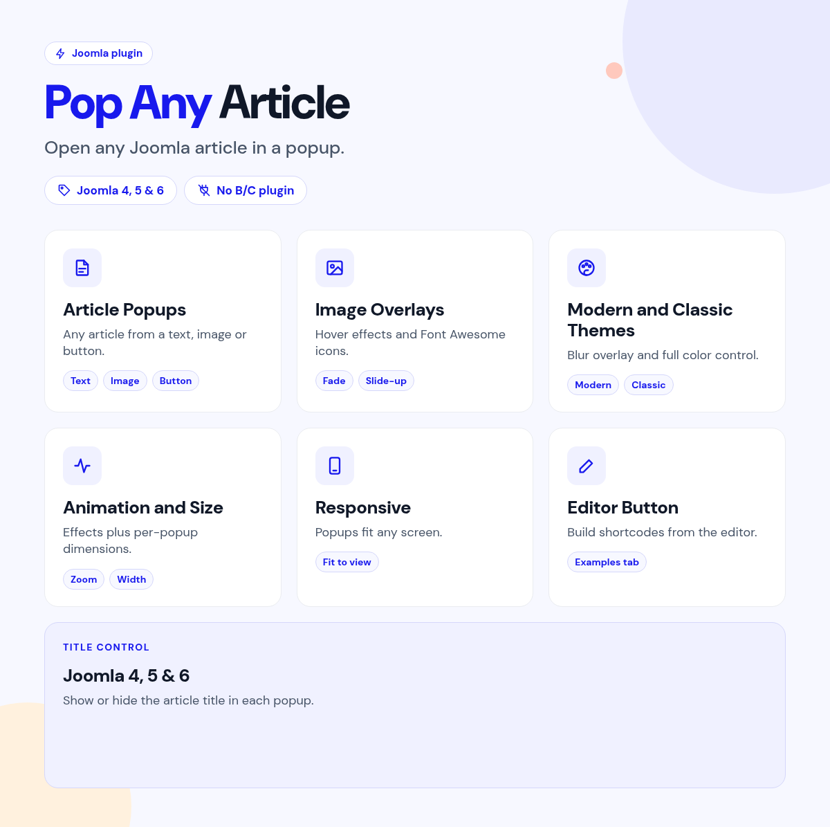 Pop Any Article features