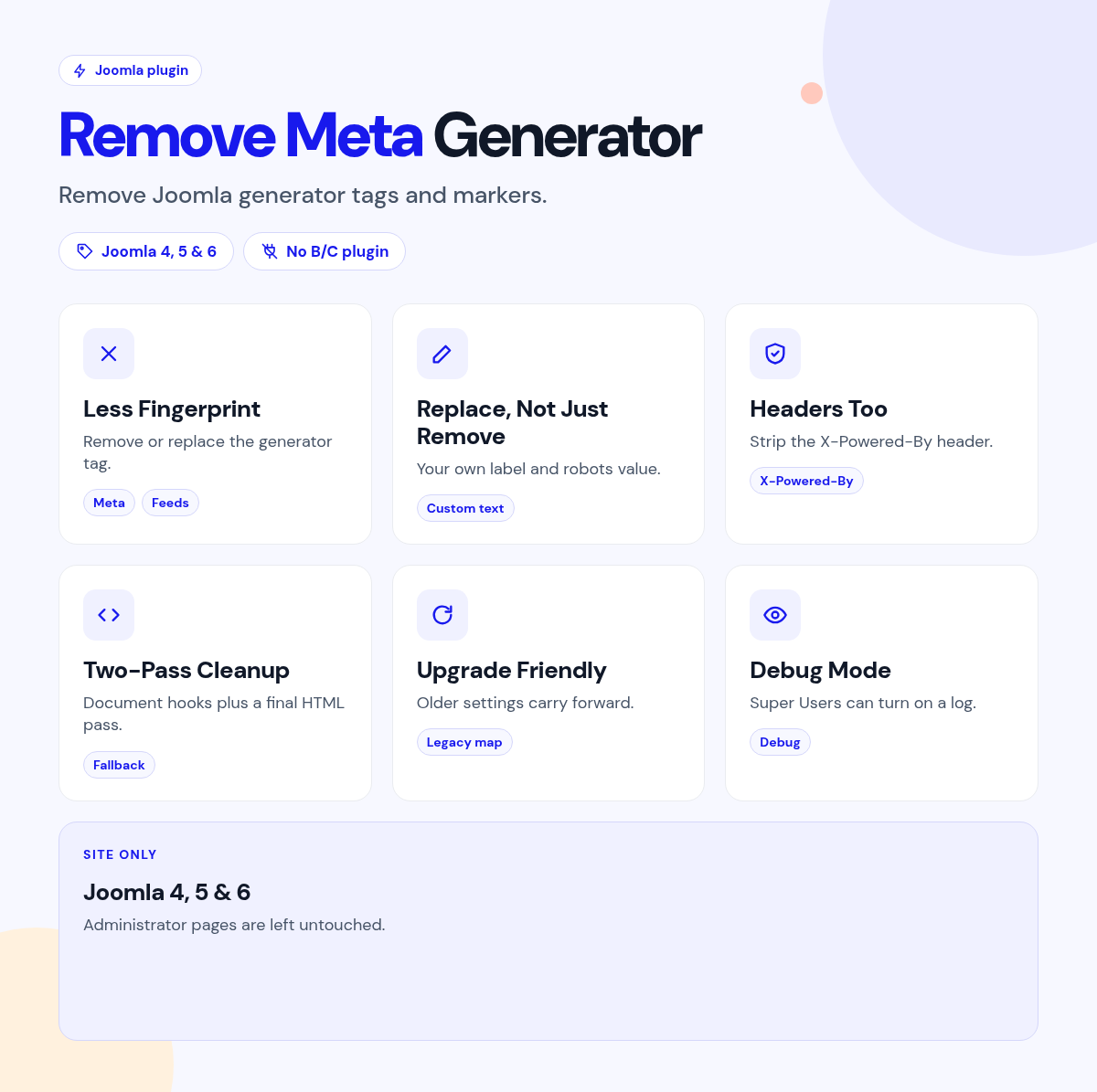 Remove Meta Generator features