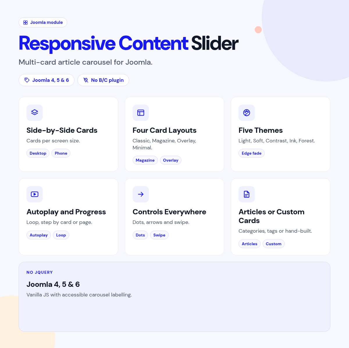Responsive Content Slider features