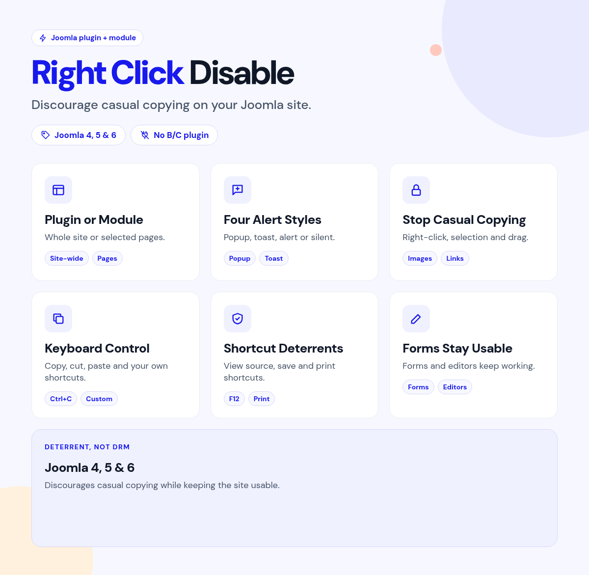 Right Click Disable features