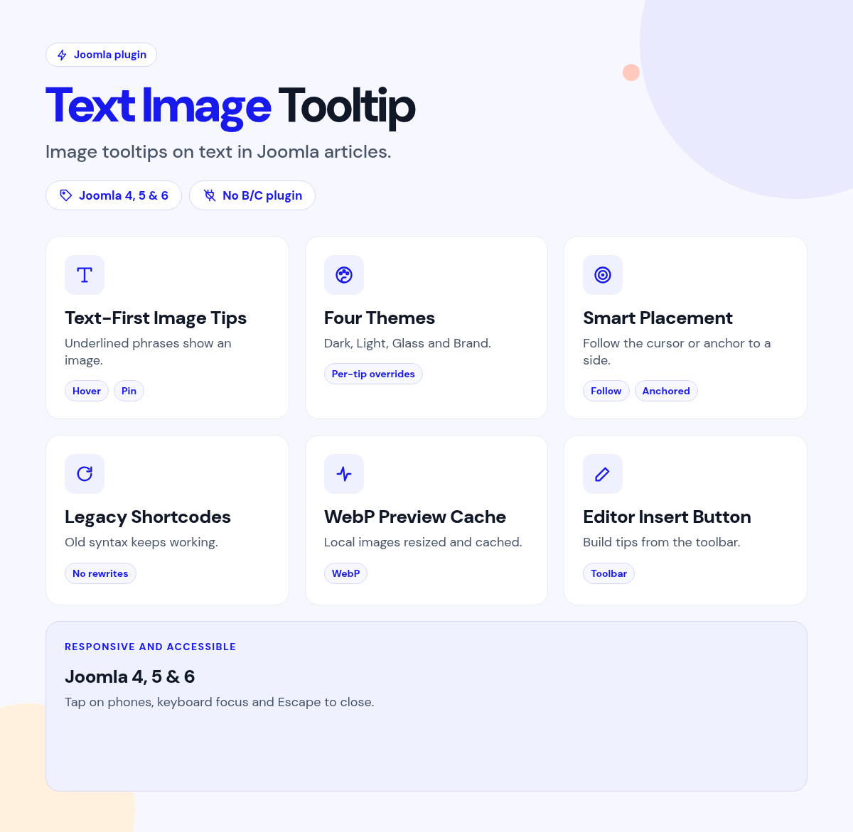 Text Image Tooltip features