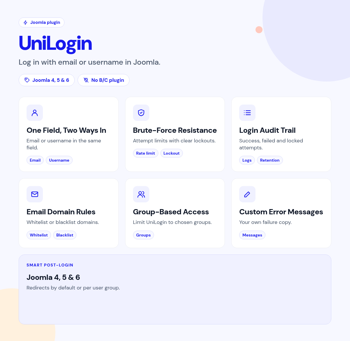 UniLogin features
